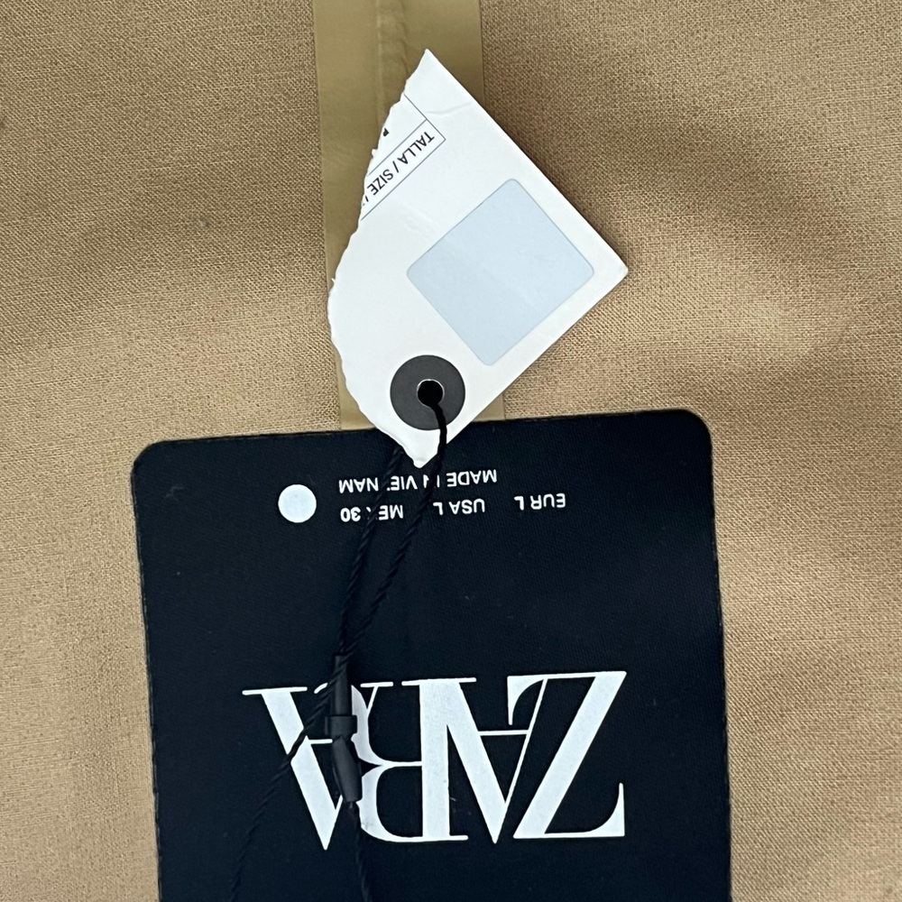 NWT Zara Collection Straight Water Resistant Minimalist Beige Trench Coat L - Picture 11 of 13